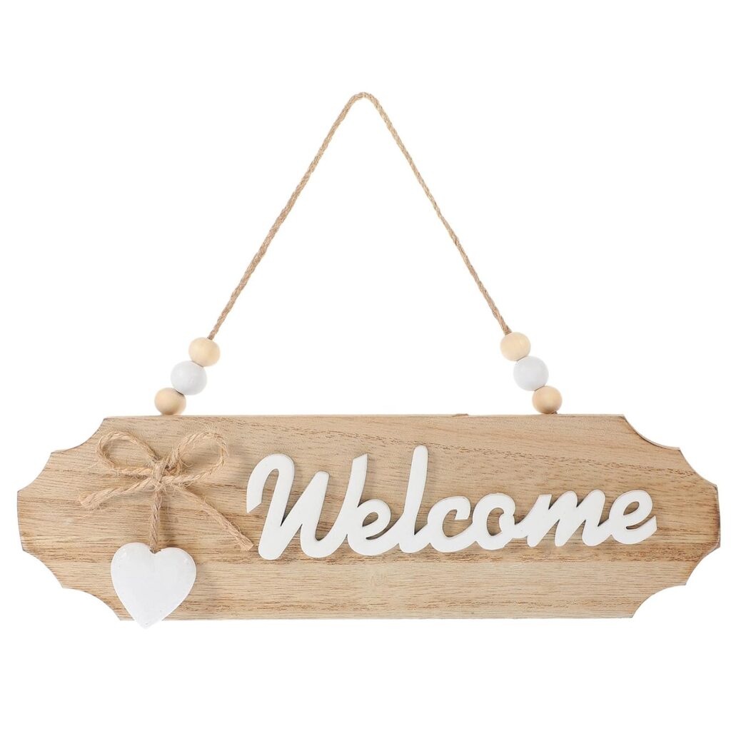 STOBOK 1PC Wooden Welcome Door Signs Hanging Welcome Sign Wooden Door Welcome Hanger Wall Hanging Welcome Signs for Front Door Porch Rustic Farmhouse Decors